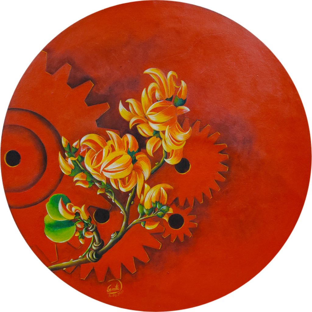 FLOWER 2 - The cycle of creation Acrylic on Canvas 25inch x 25inch